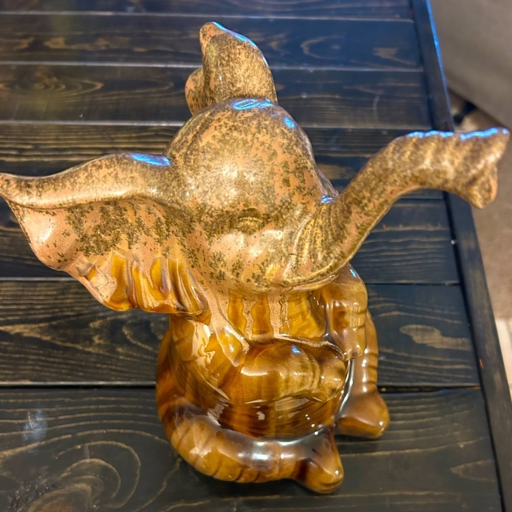 Apropos Ceramic Elephant Brown Sage Figure Statue Decor Drip Glaze